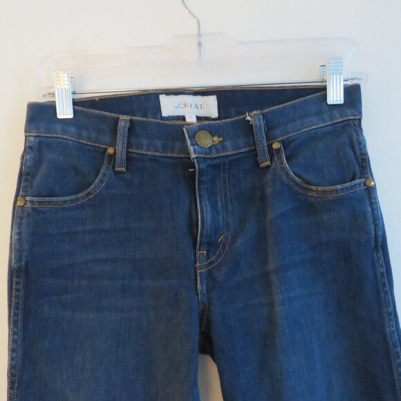 THE GREAT. The Low Rise Nerd Kick Flare Jeans in Trail Wash - Size 26 - Picture 3 of 12